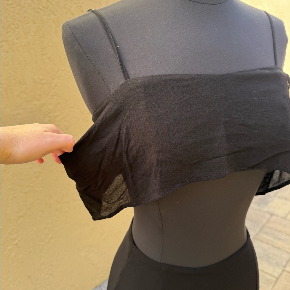 REFORMATION Black Gauzy Two-Piece Crop Top + Skirt Set Sz 2 $298 - Picture 4 of 12